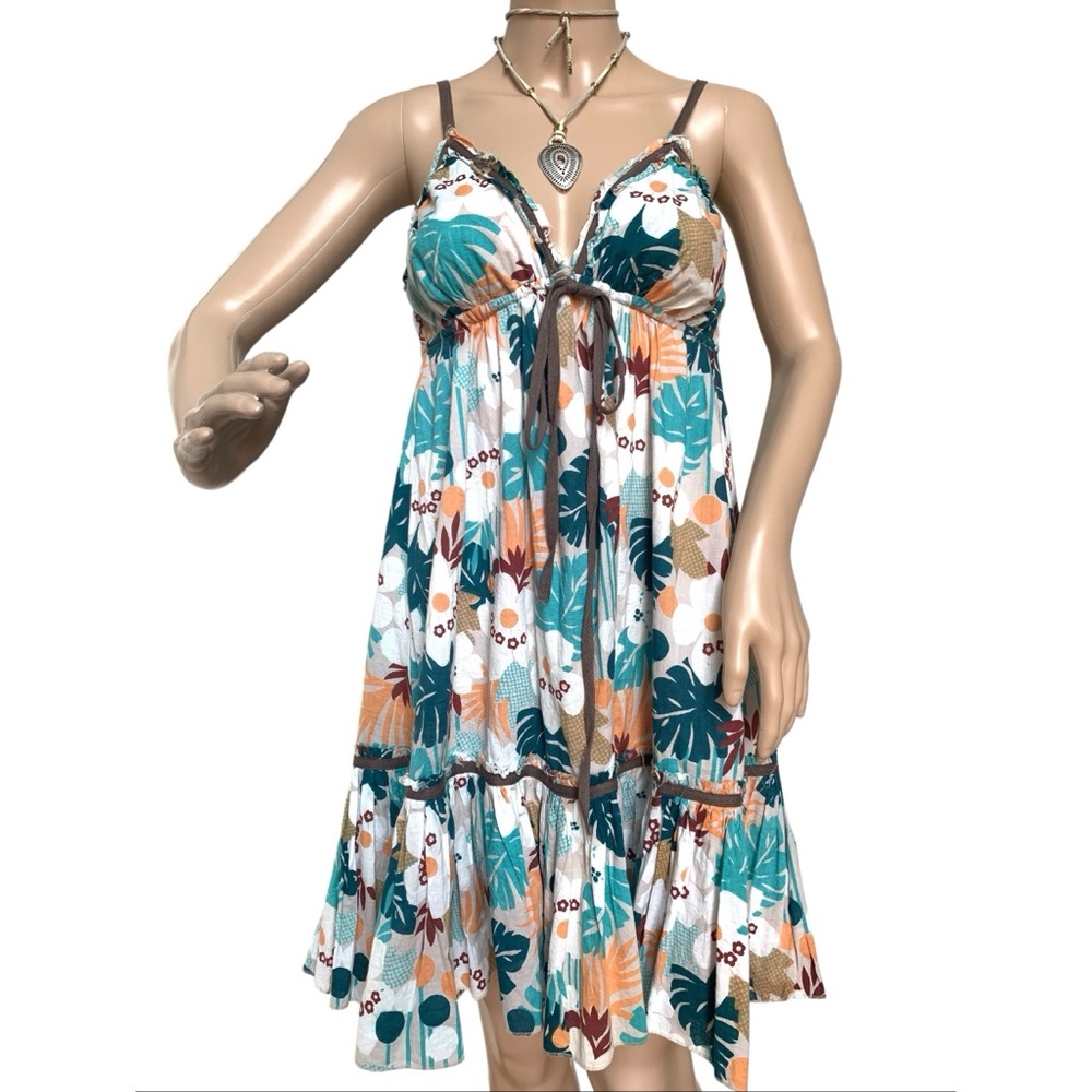 Kool Hearts vintage boho cotton strappy baby doll dress M